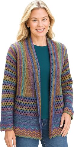 Striped Bell Sleeve Cardigan for Women, Knitted Open Front Jacket with Long Sleeves, Loose Outerwear Coat in Saudi Arabia