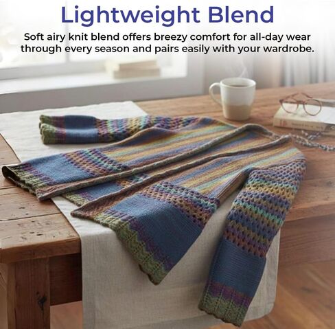 Striped Bell Sleeve Cardigan for Women, Knitted Open Front Jacket with Long Sleeves, Loose Outerwear Coat in Saudi Arabia