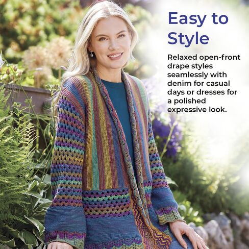 Striped Bell Sleeve Cardigan for Women, Knitted Open Front Jacket with Long Sleeves, Loose Outerwear Coat in Saudi Arabia