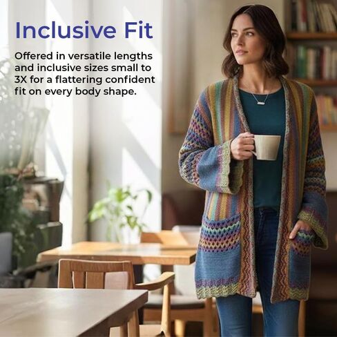 Striped Bell Sleeve Cardigan for Women, Knitted Open Front Jacket with Long Sleeves, Loose Outerwear Coat in Saudi Arabia