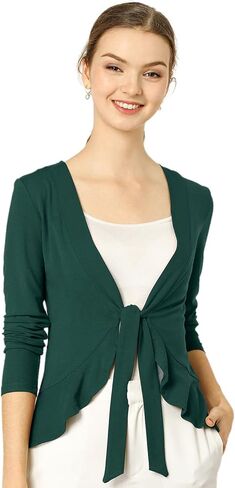 Allegra K Women's Tie Front Sweater Dressy Casual Cardigan Draped Ruffle Shrugs for Women Dresses in Saudi Arabia