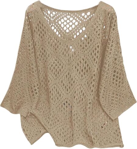 Verdusa Women's Plus Size Hollow Out Lightweight Sweaters Soft Pullover Knit Tops Early Fall Fashion in Saudi Arabia