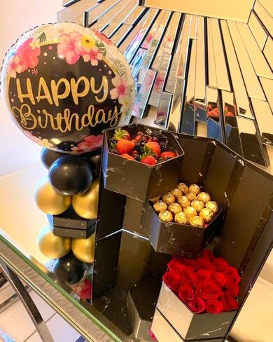 UNIKPACKAGING Flower Gift Box with Surprise Tiers, Hexagon Shape, 8.5x7.4x15 inches, for Luxury Gift and Flower Arrangemetns (Pink) in Saudi Arabia