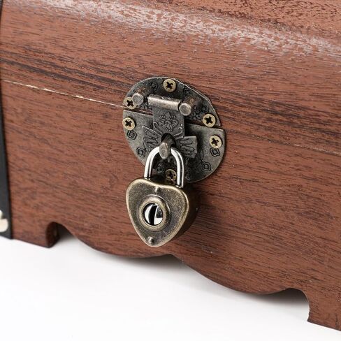 Yardwe Retro Treasure Chest with Lock and Key 5.7 Inch Wooden Piggy Bank Storage Box for Coins Kids Bank Home Office Organizer in Saudi Arabia