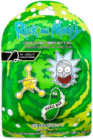 Rick and Morty Blind Bag Set - 3 Pack Bundle with Blind Bag Mystery Button Pins Plus Bookmark | Rick and Morty Collectible Pin Mystery Pack in Saudi Arabia