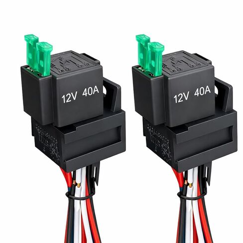 MGI SpeedWare Fused Relay 40A 12vDC 4-Pin SPST مع مقبس تسخير وفتيل LED 30A (عبوتان) in Saudi Arabia