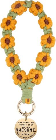Kvekstio Macrame Keychain Wristlet Keychain, Weavea Floral Keyring Holder Bracelet Cute Lanyard Key Chain for Women in Saudi Arabia