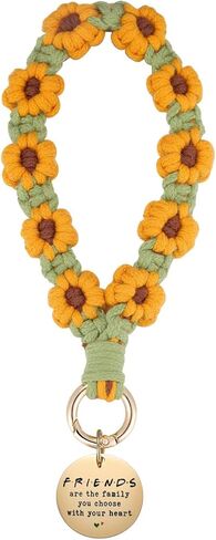 Kvekstio Macrame Keychain Wristlet Keychain, Weavea Floral Keyring Holder Bracelet Cute Lanyard Key Chain for Women in Saudi Arabia