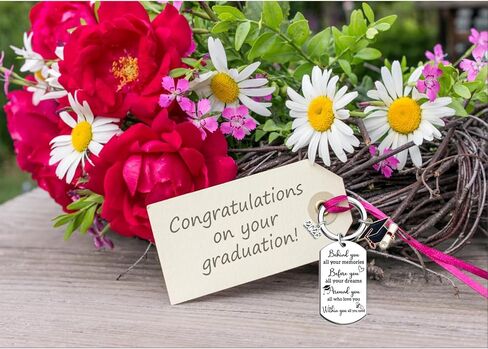 2026 Graduation Gifts Keychain with Poem, College Send-off Care Package for New Grad, Class of 2026 Senior Gift for Her Him, Black Card, Blue Velvet Pouch & Gift Box in Kuwait