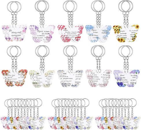 50 Pcs Christian Keychains for Women, Butterfly Keychain Cross Keychain for Women, Jesus Mini Bible Verse Keychain in Kuwait