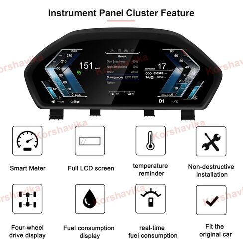 مجموعة عداد السرعة الرقمي LCD لسيارة BMW 1 2 Series X1 X2 F20 F52 F22 F48 F49 F39 F45 2014-2022، لوحة قياس لوحة القيادة الافتراضية للسيارة in Kuwait