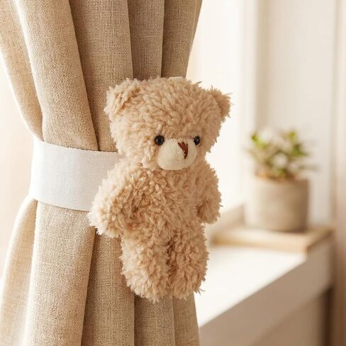 Chumia 2 Pack Bear Curtain Tiebacks Cute Nursery Decor Cartoon Bears Curtain Ties Decorative Animal Shape Holdbacks for Nursery Jungle Theme Rooms Office Living Room in Saudi Arabia