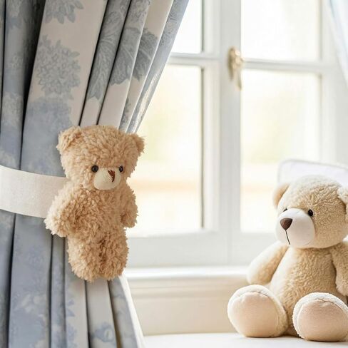 Chumia 2 Pack Bear Curtain Tiebacks Cute Nursery Decor Cartoon Bears Curtain Ties Decorative Animal Shape Holdbacks for Nursery Jungle Theme Rooms Office Living Room in Saudi Arabia