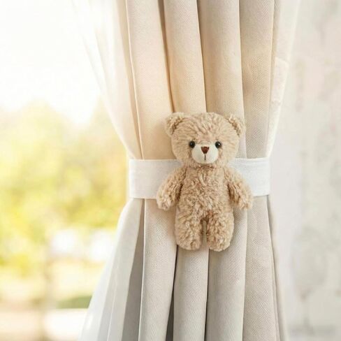 Chumia 2 Pack Bear Curtain Tiebacks Cute Nursery Decor Cartoon Bears Curtain Ties Decorative Animal Shape Holdbacks for Nursery Jungle Theme Rooms Office Living Room in Saudi Arabia