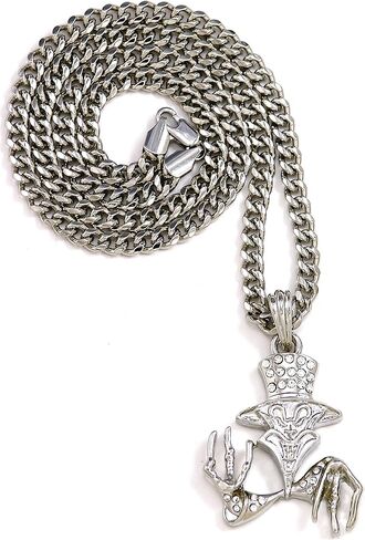 GWOOD Juggalo Ringmaster قلادة 24 بوصة الكوبية قلادة فضية اللون in Kuwait