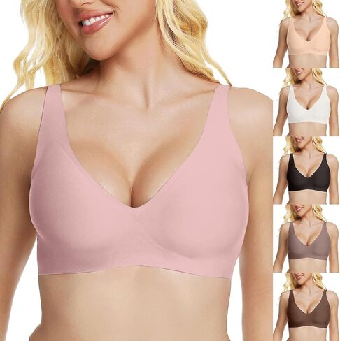 حمالات صدر جيلي بدون خياطة للنساء بدون أسلاك داخلية، حمالة صدر عميقة على شكل حرف V، رافعة للأعلى، مريحة ودعم ناعم ومريح للاستخدام اليومي in Kuwait