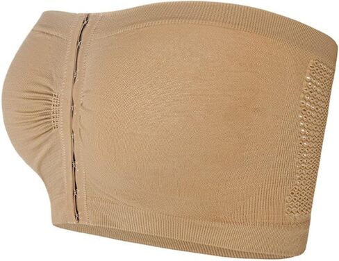 Womens Strapless Bra Plus Size Non-Slip Padded Bandeau Bra Front Closure Wavy Seamless Comfortable Tube Top Bralette in Kuwait