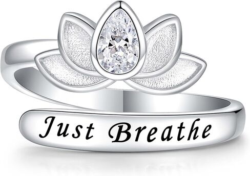 خواتم ملعقة خمر للنساء قابل للتعديل 925 الفضة الاسترليني ريشة الصليب مجرد التنفس حلقة الإبهام الدائري عيد الحب هدايا عيد الأم للأم والجدة in Kuwait