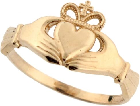 10k Real Gold Irish Claddagh Friendship and Love Crown with Cross Ring in Saudi Arabia
