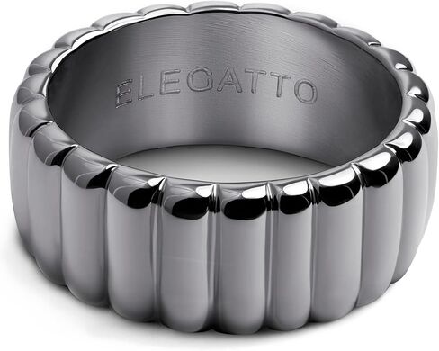 Elegatto Sofa Premium 18K Gold Plated Ribbed Ring for Women | Polished Gold-Plated Stainless Steel Band | Women’s Designer Jewelry in Saudi Arabia
