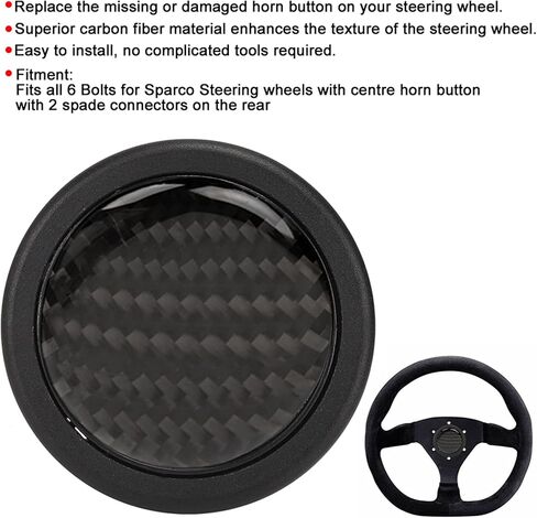 Ejoyous Steering Wheel Horn Button, Carbon Fiber Horn Push Button Kit for 6 Bolts for Steering Wheel Auto Car Modified Parts in Saudi Arabia