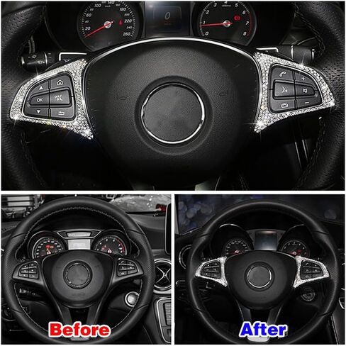 Bling Crystal Diamond Decor Steering Wheel Button Frame Cover Trim for Mercedes Benz A B C E CLA CLS GLA GLC GLE GLS V Class 2016 2017 2018 Interior Accessories Sets in Kuwait