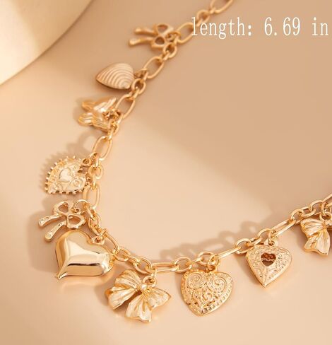 MORWLAT Steering Wheel Charm, Steering Wheel Accessory with Gold Heart Charm, Star Chain Car Interior Hanging Decor Rearview Mirror Car Rosary for Automotive Protection Charm Decor in Kuwait