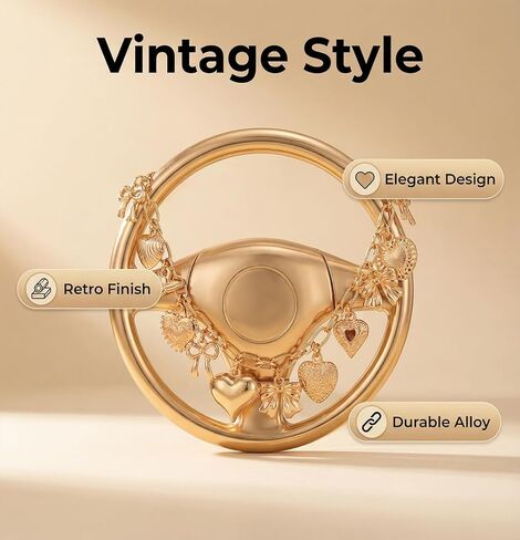 MORWLAT Steering Wheel Charm, Steering Wheel Accessory with Gold Heart Charm, Star Chain Car Interior Hanging Decor Rearview Mirror Car Rosary for Automotive Protection Charm Decor in Kuwait