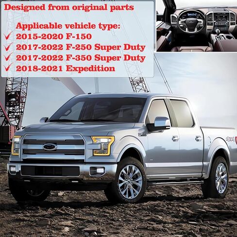 MOTONG غطاء عجلة القيادة لـ F-150 2015-2020، ABS ألياف الكربون لوحة عجلة القيادة الزخارف متوافقة مع Ford Expedition 2018-2021، لـ 2017-2022 F250 F350 in Kuwait