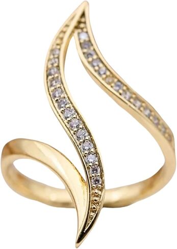 خواتم زركونيا مكعبة للنساء، تصميم عصري مطلي بالذهب لا نهاية له مموج ملتوي، خاتم خطوبة قابل للتكديس مجوهرات الزفاف هدية الوعد in Kuwait