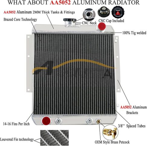 مشعاع أساسي مكون من 4 صفوف لـ 1966-1974 Jeep DJ5 3.8L 4.2L L6 AT/MT مشعات تبريد كاملة من الألومنيوم in Kuwait
