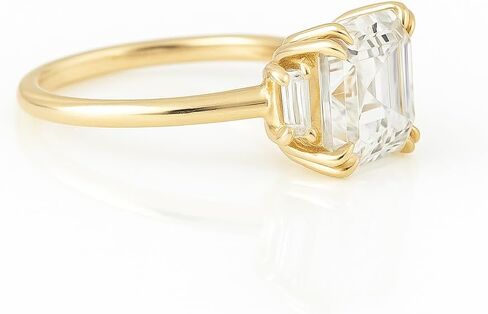 آرت ديكو 2.76 TC Asscher قطع سوليتير الرغيف الفرنسي قطع الجانبين مويسانيتي خاتم الخطوبة للنساء 14K الذهب الأصفر الصلب 4 مخالب خاتم الزفاف ملابس الحفلات هدية مجوهرات in Saudi Arabia