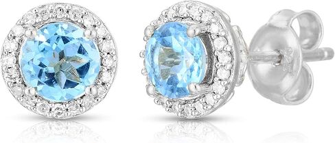 أقراط Femme Luxe Halo Birthstone مرصعة بالألماس من الفضة عيار 925 in Kuwait
