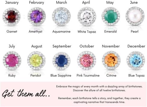 أقراط Femme Luxe Halo Birthstone مرصعة بالألماس من الفضة عيار 925 in Kuwait