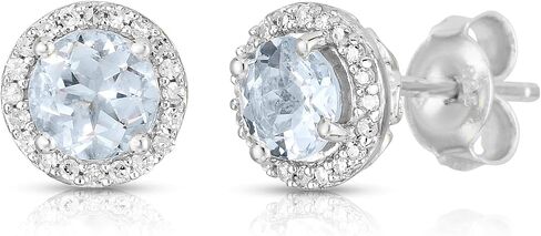 أقراط Femme Luxe Halo Birthstone مرصعة بالألماس من الفضة عيار 925 in Kuwait