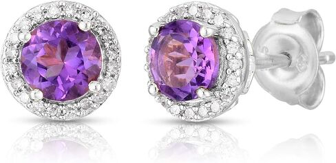 أقراط Femme Luxe Halo Birthstone مرصعة بالألماس من الفضة عيار 925 in Kuwait