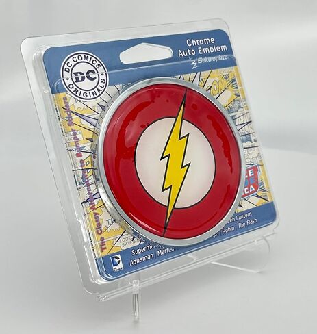 Elektroplate مرخص رسميًا من DC Comics Flash جميع شعارات الكروم المعدنية للسيارات والشاحنات وجميع السيارات | مقاس عالمي مقاس 3.5 بوصة × 3.5 بوصة | مقاومة للعوامل الجوية in Saudi Arabia