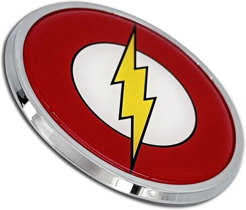 Elektroplate مرخص رسميًا من DC Comics Flash جميع شعارات الكروم المعدنية للسيارات والشاحنات وجميع السيارات | مقاس عالمي مقاس 3.5 بوصة × 3.5 بوصة | مقاومة للعوامل الجوية in Saudi Arabia