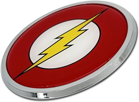 Elektroplate مرخص رسميًا من DC Comics Flash جميع شعارات الكروم المعدنية للسيارات والشاحنات وجميع السيارات | مقاس عالمي مقاس 3.5 بوصة × 3.5 بوصة | مقاومة للعوامل الجوية in Saudi Arabia