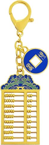 2026 Feng Shui 9 Rod Abacus Keychain Blue Fortune Keychain w5792 in Saudi Arabia