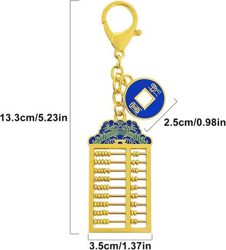 2026 Feng Shui 9 Rod Abacus Keychain Blue Fortune Keychain w5792 in Saudi Arabia