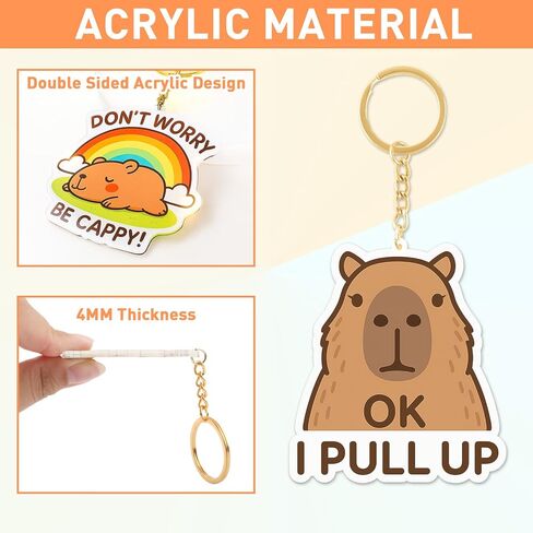 vinBee 8 قطع سلاسل مفاتيح كابيبارا، مجموعة سحر كابيبارا اللطيفة، حقيبة ظهر وإكسسوارات حقيبة للأطفال والبنات والأولاد، أشياء كابيبارا المضحكة وأفكار الهدايا، هدايا عيد الميلاد in Kuwait