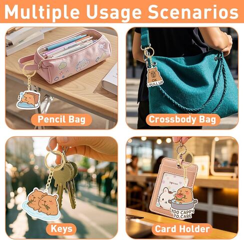 vinBee 8 قطع سلاسل مفاتيح كابيبارا، مجموعة سحر كابيبارا اللطيفة، حقيبة ظهر وإكسسوارات حقيبة للأطفال والبنات والأولاد، أشياء كابيبارا المضحكة وأفكار الهدايا، هدايا عيد الميلاد in Kuwait