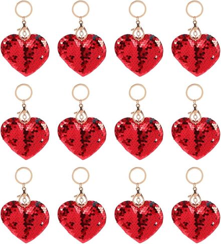 Gadpiparty 24pcs Charms Keychains Key Chains Accessory Favors Red Valentines for Flips Pendant Heart Flip Sequins Charm Valentine' s Wedding Keychain Hanging Bag Ring in Saudi Arabia