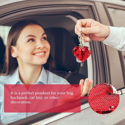 Gadpiparty 24pcs Charms Keychains Key Chains Accessory Favors Red Valentines for Flips Pendant Heart Flip Sequins Charm Valentine' s Wedding Keychain Hanging Bag Ring in Saudi Arabia