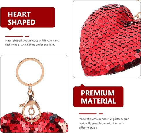 Gadpiparty 24pcs Charms Keychains Key Chains Accessory Favors Red Valentines for Flips Pendant Heart Flip Sequins Charm Valentine' s Wedding Keychain Hanging Bag Ring in Saudi Arabia