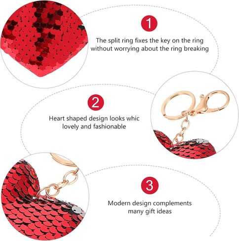 Gadpiparty 24pcs Charms Keychains Key Chains Accessory Favors Red Valentines for Flips Pendant Heart Flip Sequins Charm Valentine' s Wedding Keychain Hanging Bag Ring in Saudi Arabia