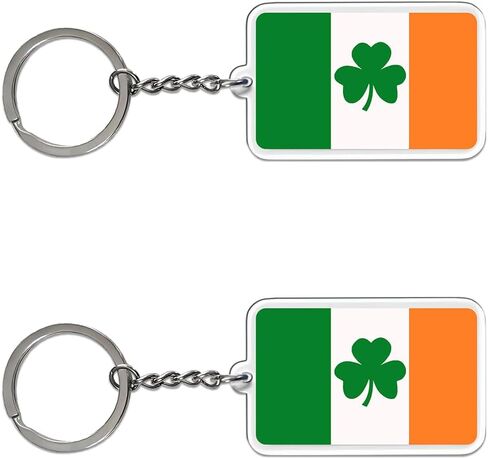 Ireland Irish Shamrock Flag Keychain Key Ring-(Ireland Irish Shamrock-2 Pack) in Saudi Arabia