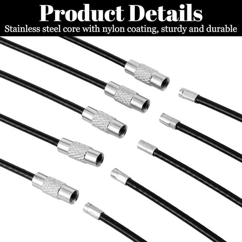 25 قطعة من كابل سلسلة المفاتيح ذو السلك الأسود، حلقة مفاتيح من الفولاذ المقاوم للصدأ بطول 6 بوصة لتعليق بطاقات الأمتعة، حلقة مفاتيح من السلك الأسود لبطاقات الهوية in Kuwait