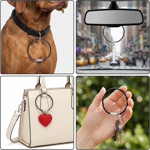 25 قطعة من كابل سلسلة المفاتيح ذو السلك الأسود، حلقة مفاتيح من الفولاذ المقاوم للصدأ بطول 6 بوصة لتعليق بطاقات الأمتعة، حلقة مفاتيح من السلك الأسود لبطاقات الهوية in Kuwait